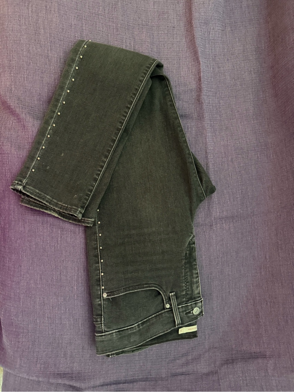 Women's Black Skinny Jeans with Stud Trim
